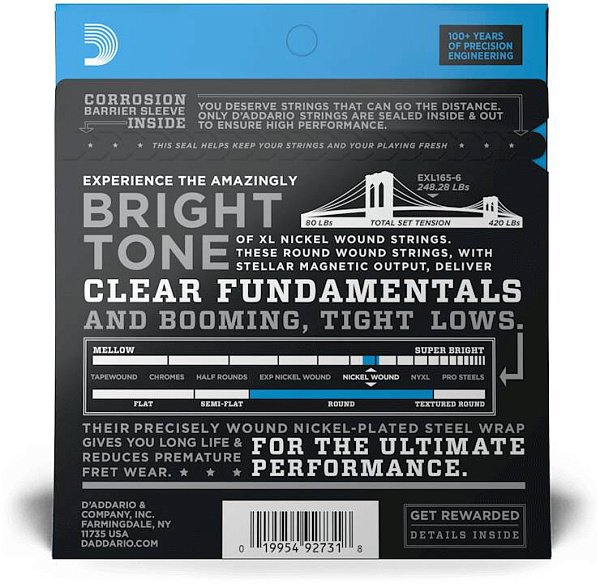 D'ADDARIO EXL165 6 - Струны для бас-гитары 6 струнной