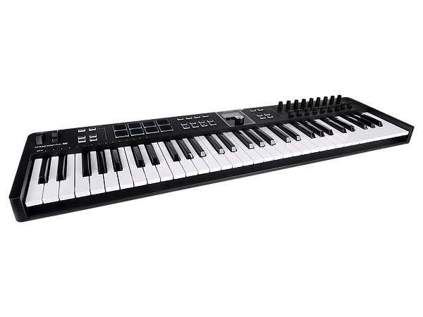 MIDI клавиатура [231532] Arturia [KeyLab Essential 61 mk3 Black] 61 клавиша, LCD дисплей, 9 энкодеров, 8 пэдов, 9 фейдеров, 12 кнопок управления, колеса высоты тона и модуляции, 1/4" Jack вход для педали, MIDI выход, Type-C