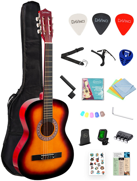 DAVINCI DC-50A 16 SB PACK - Гитара классическая в наборе