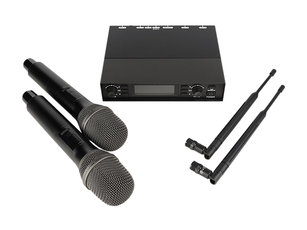 Микрофонная радиосистема Axelvox [DX800FK] UHF 650 - 758 MHz, подавитель обратной связи, цифровая модуляция, LCD дисплей, DSP, ручной микрофон - 2 шт.