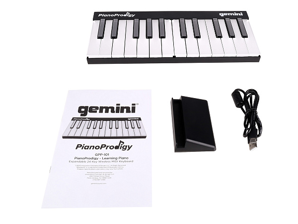 MIDI клавиатура [GPP-101] Gemini [GPP-101 PianoProdigy] 24 клавиши с RGB подсветкой для обучения, Bluetooth, встроенный аккумулятор