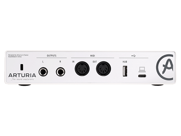 Аудиоинтерфейс USB [800112] Arturia [MiniFuse 2 White] 24бит/192кГц, два комбинированных входа XLR-1/4” (микрофонный / линейный / инструментальный уровень) с фантомным питанием +48 В, выходы на монитор (L/R Jack), выход для наушников, MIDI In/Out