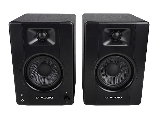 Акустическая система [BX4PAIRXEU] M-audio [BX4 (пара)] (активный+пассивный), 2-х полосные, 25 Вт, 69-22000 Гц, д4,5"+1" входы: 2x1/4" линейный вход, 2xRCA линейный вход