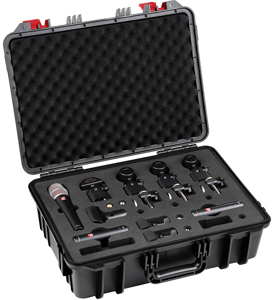 Набор микрофонов для ударной установки sE Electronics [V PACK ARENA] 1 х микрофон V KICK, 3 х микрофона V BEAT, 3 х крепления V CLAMP, 1 х микрофон V7 X, 2 х конденсаторных микрофона sE8, пластиковый кейс