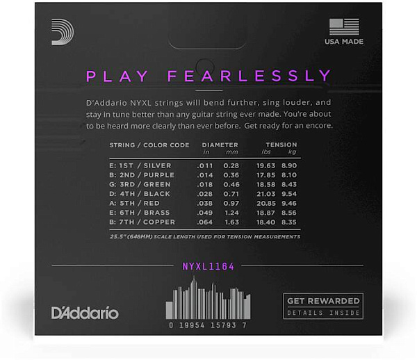 D'ADDARIO NYXL1164 - Струны для электрогитары 7-струнной