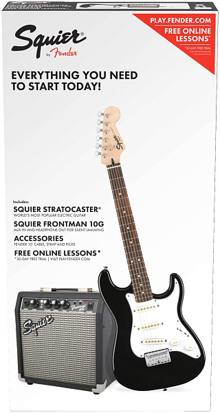 FENDER SQUIER Squier Stratocaster® Pack, Laurel Fingerboard, Black, Gig...