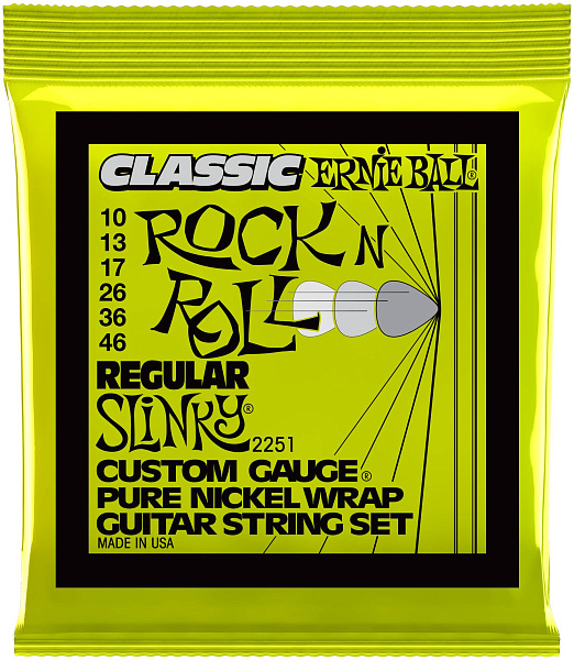 ERNIE BALL 2251 Classic Rock n Roll Pure Nickel Slinky Regular 10-46 - Струны для электрогитары