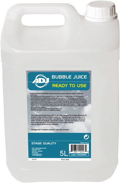 AMERICAN DJ Bubble Juice 5 Жидкость для мыльных пузырей готовая к применению,...