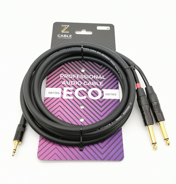 E52-3,5-2J-0300-0 Кабель аудио 3.5-2х6.3мм, 3м, ZZcable