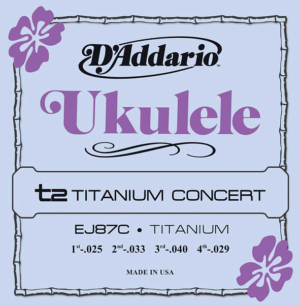 EJ87C Titanium Комплект струн для концертного укулеле, D'Addario