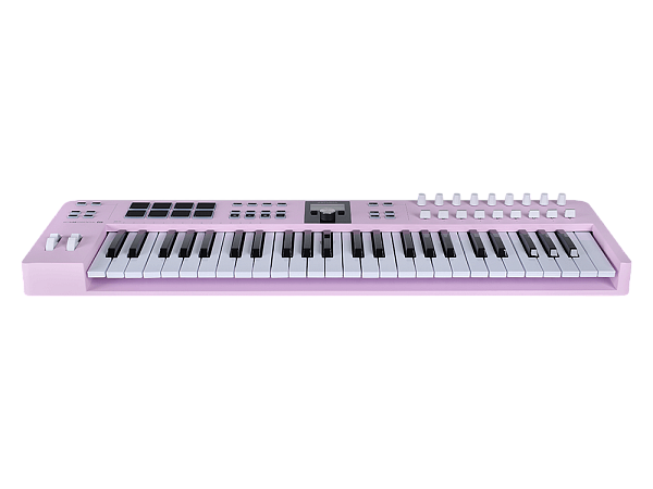 MIDI клавиатура [231525] Arturia [KeyLab Essential 49 mk3 Rose Quartz] 49 клавиш, LCD дисплей, 9 энкодеров, 8 пэдов, 9 фейдеров, 12 кнопок управления, колеса высоты тона и модуляции, 1/4" Jack вход для педали, MIDI выход, Type-C