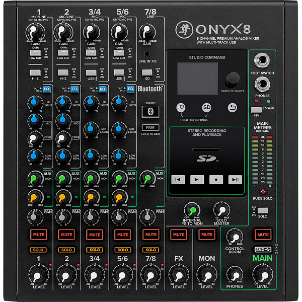 MACKIE ONYX8 - 8-канальный микшер с поканальной записью, процессором эффектов и USB