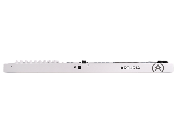 MIDI клавиатура [231531] Arturia [KeyLab Essential 61 mk3 White] 61 клавиша, LCD дисплей, 9 энкодеров, 8 пэдов, 9 фейдеров, 12 кнопок управления, колеса высоты тона и модуляции, 1/4" Jack вход для педали, MIDI выход, Type-C