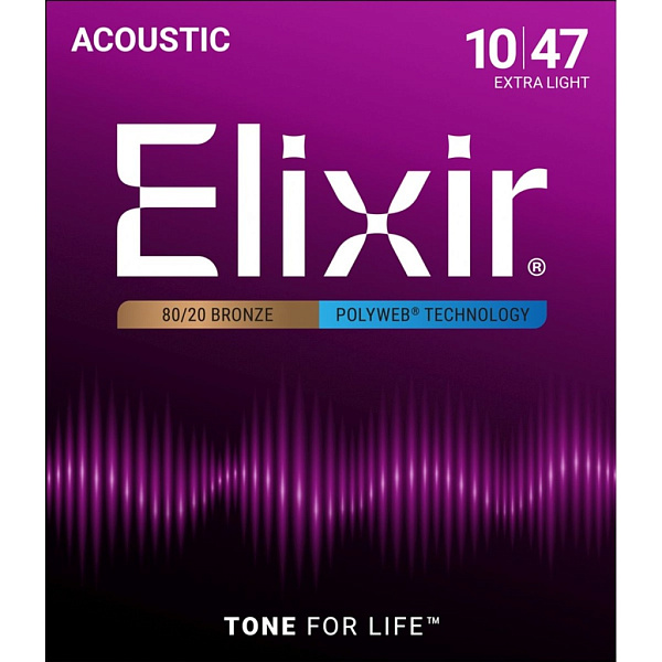 11000 POLYWEB Комплект струн для акустической гитары, Extra Light, бронза 80/20, 10-47, Elixir