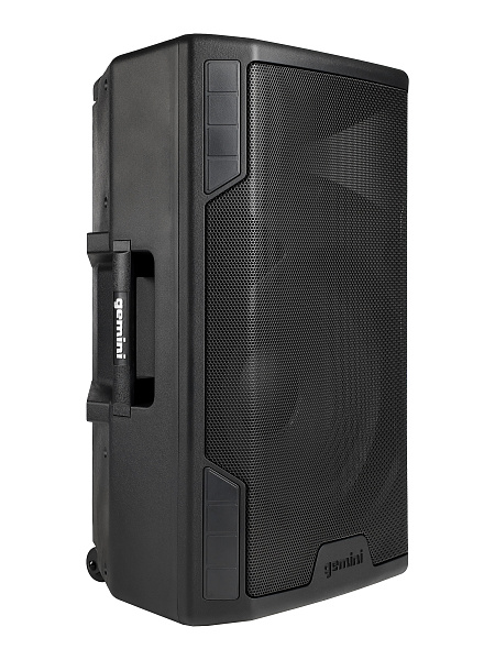 Акустическая система Gemini [GSP-5500] Активная, 2-х полосная, RMS/Peak 550/2200 Вт, АЧХ 40-20000 Гц, SPL 126 дБ, 15" ВЧ, 1,35" ВЧ, вх.: (2) XLR Mic, (2) 1/4" TRS Mic, 1/8” TRS AUX, RCA (L/R) AUX, XLR, вых.: XLR Mix, USB, SD, FM, Bluetooth