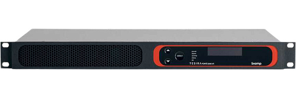 Аудиопроцессор BIAMP [TesiraFORTE DAN VT4] (DSP): 4х4 (32 x 32 Dante); 4 вх. c AEC. 4 вых., 8 CH по USB, 2-канальный VoIP-интерфейс SIP (RJ-45) + телефонный интерфейс FXO (RJ-11), OLED-дисплей, Ethernet, RS-232. ПО Tesira. Logic I/O. 1U.