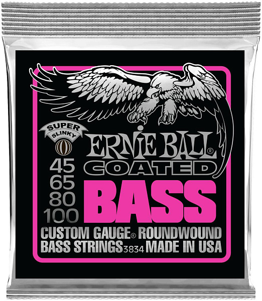 ERNIE BALL 3834 Coated Slinky Super 45-100 - Струны для бас-гитары