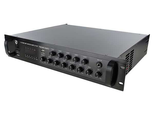 Микшер-усилитель Intrend [ITMXAMP-350MTZ] зональный, 5 зон. MP3, FM-тюнер, USB, Bluetooth, 3хMic/2хLine входы, 1хLine выход, 350 Вт, 4-16 Ом/100V, IR-пульт в комплекте