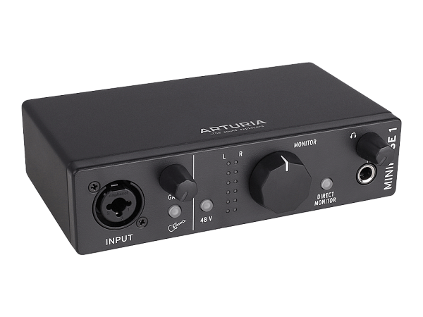 Аудиоинтерфейс USB [800101] Arturia [MiniFuse 1 Black] 24бит/192кГц, комбинированный разъем XLR и 6.3 мм для записи инструментов и вокала с фантомным питанием 48 В, выходы на монитор (L/R Jack), выход для наушников