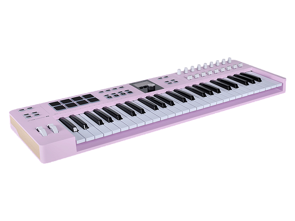 MIDI клавиатура [231525] Arturia [KeyLab Essential 49 mk3 Rose Quartz] 49 клавиш, LCD дисплей, 9 энкодеров, 8 пэдов, 9 фейдеров, 12 кнопок управления, колеса высоты тона и модуляции, 1/4" Jack вход для педали, MIDI выход, Type-C