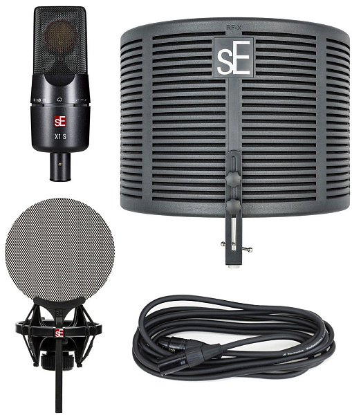 Микрофон конденсаторный sE Electronics [X1 S STUDIO BUNDLE] 20 Гц – 20 кГц, кардиоида, комплектация: фильтр RF-Х, металлический поп-фильтр, держатель типа паук, 3-х метровый микрофонный кабель