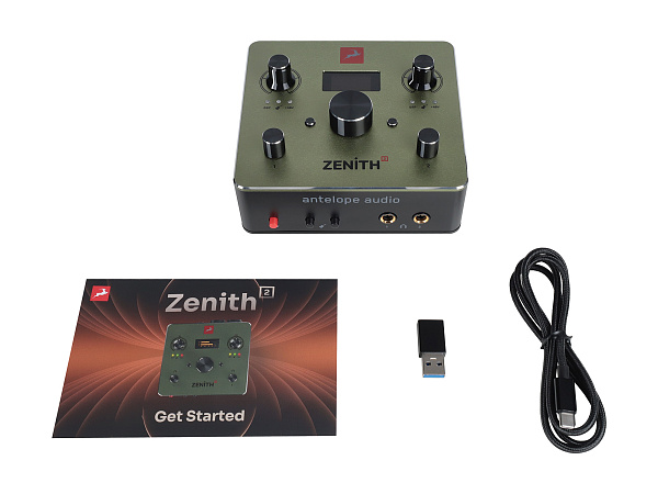 Аудиоинтерфейс Antelope Audio [Zenith 2] 32 бит/192 кГц, 2 линейных/инструментальных/микрофонных входа +48В с комбинированными XLR/Jack 6,3, 2 линейных выхода Jack 6,3 TRS,  выхода для наушников, MIDI вход/выход, DSP, TYPE-C