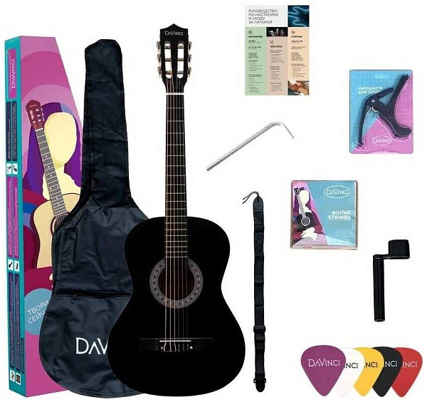 DAVINCI DC-50A BK PACK - Гитара классическая в наборе