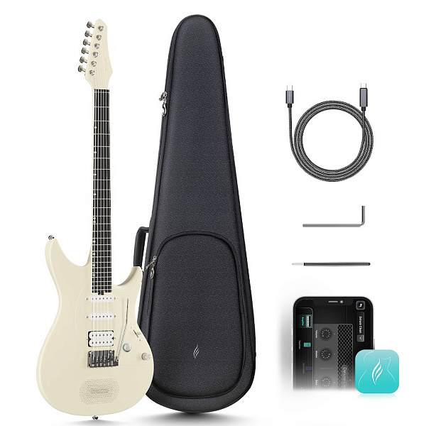 Enya NOVA GO SONIC NEW White Inspire - Электрогитара Superstrat со встр. эффектами с чехлом, белая
