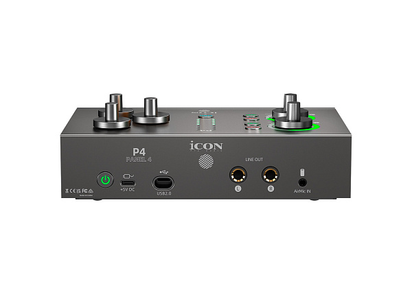 Аудиоинтерфейс USB [110307A3002] Icon [Panel 4] АЦП/ЦАП 24 бит/192 кГц, 2xCombo XLR/TRS микр./инстр. входа, 1/8" TRS AirMic вход, 2x1/4" TRS лин. выхода, 1/4" TRS, 1/8" TRS выходы для наушников, USB-C 2.0 для комп., USB-C для питания, USB-C UNI OTG