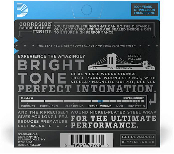 D'ADDARIO EXL120 7 - Струны для электрогитары 7-струнной