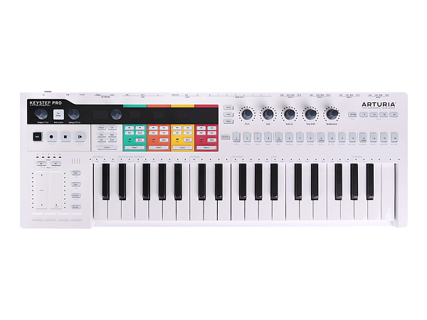 MIDI клавиатура [430211] Arturia [KeyStep Pro] 37 клавиш, 4-дорожечный секвенсор до 64 шагов, 4 группы разъемов для работы с аналоговым оборудованием и модулями, 24-частный секвенсор ударных, арпеджиатор, разъемы MIDI In/Out, Sync In/Out, CV/Gate Outs