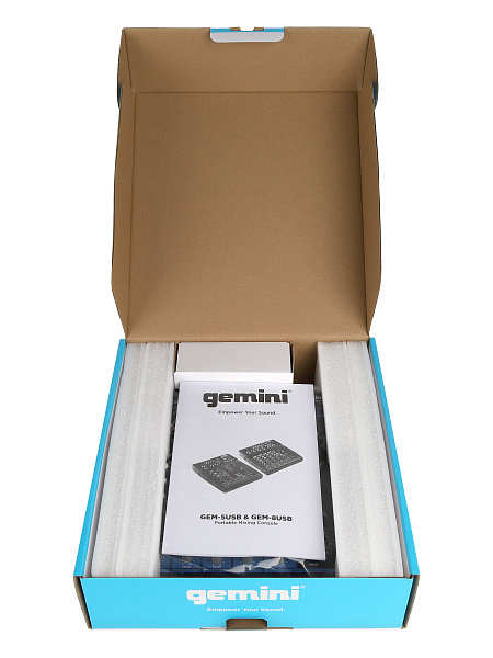 Микшер [GEM-08USB] Gemini [GEM-08USB] аналоговый, 8 каналов, выход на наушники, Bluetooth, USB-проигрыватель файлов в формате MP3/WAV