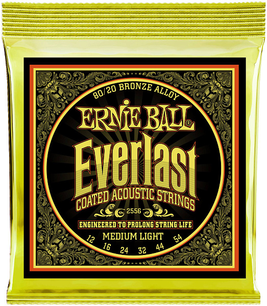 ERNIE BALL 2556 Everlast Coated 80/20 Bronze Medium Light 12-54 - Струны для акустической гитары