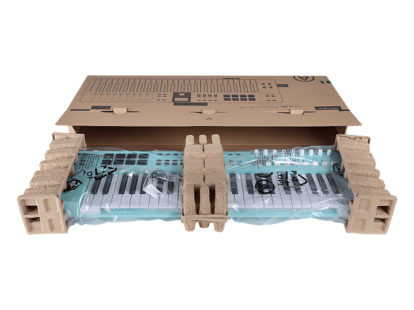 MIDI клавиатура [231524] Arturia [KeyLab Essential 49 mk3 Aquamarine] 49 клавиш, LCD дисплей, 9 энкодеров, 8 пэдов, 9 фейдеров, 12 кнопок управления, колеса высоты тона и модуляции, 1/4" Jack вход для педали, MIDI выход, Type-C