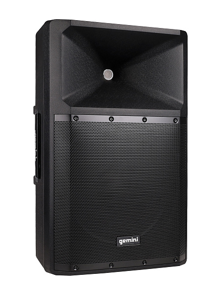 Акустическая система Gemini [GSP-2200] Активная, 2-х полосная, RMS/Peak 550/2200 Вт, АЧХ 40-20000 Гц, SPL 114 дБ, 15" ВЧ, 1,35" ВЧ, вх.: (2) XLR Mic, (2) 1/4" TRS Mic, 1/8” TRS AUX, RCA (L/R) AUX, XLR, вых.: XLR Mix, USB, SD, FM, Bluetooth