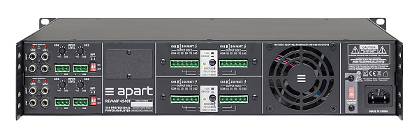 Усилитель BIAMP [REVAMP4240T] (APART) 4-канальный, трансляционный: 4х240Вт(4Ом/100В); 4х120Вт /8Ом. Bridge:2х480Вт(8Ом/100В). Вх.: 4хRCA/4хEuroblock. Вых.:4xEuroblock. 2U.