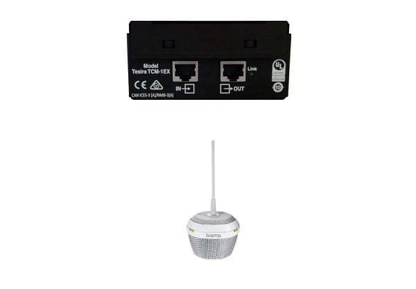 Микрофон BIAMP [Parle/TesiraTCM-1EX(White)] (вспомогательный к TCM-1):подвесной, технология Beamtracking™(AVB);3 зоны по 120°;LED mute индикаторы; 2хRJ45 (link, макс.3 микрофона).2-pin 3.5mm Phoenix.PoE.Макс.расстояние м/д mic:10м. Кабель:3м.Цвет:белый.