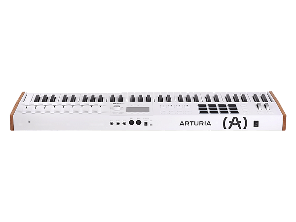 MIDI клавиатура [231631] Arturia [KeyLAB 61 MK3 White] 61 клавиша, полувзвешенная механика, дисплей, 12 пэдов , 9 фейдеров, 9 поворотных регуляторов, 3 входа для подключения педалей, MIDI in/out, USB-C