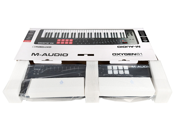 MIDI клавиатура [OXYGEN61MKV] M-audio [Oxygen 61 MKV] 61 клавиша, LCD дисплей, 8 энкодеров, 8 пэдов, 9 фейдеров, 12 кнопок управления, колеса высоты тона и модуляции, smart control, auto-mapping, встроенный арпеджиатор, 1/4" Jack вход для педали сустейна