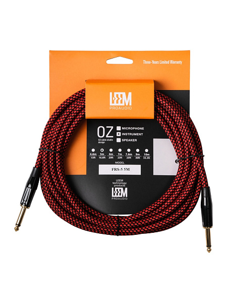 FRS-5(RD/BK) Кабель инструментальный, красный/черный, 5м, Leem