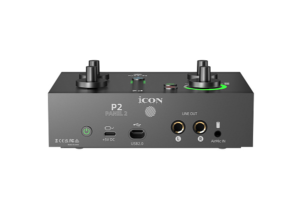 Аудиоинтерфейс [110307A3001] Icon [Panel 2] АЦП/ЦАП 24 бит/192 кГц, Combo XLR/TRS микр. вход, 1/4" TS инстр. вход, 1/8" TRS AirMic вход, 2x1/4" TRS лин. выхода, 1/4" TRS, 1/8" TRS вых. для наушн., USB-C 2.0 для комп., USB-C для питания, USB-C UNI OTG