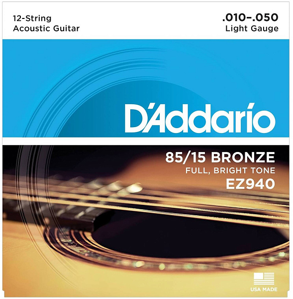 D'ADDARIO EZ940 - Струны для акустической 12-струнной гитары