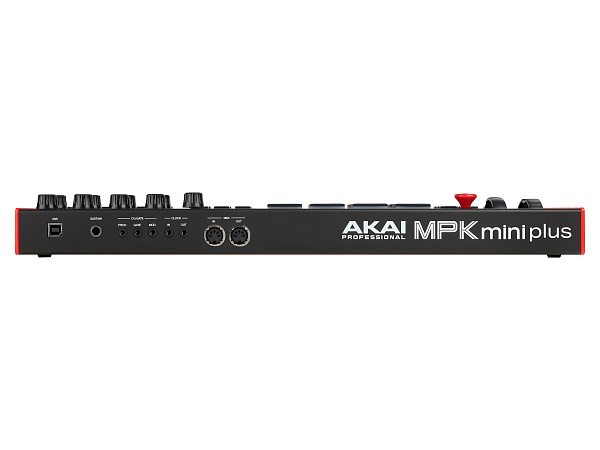 MIDI клавиатура [MPKMINIPLUS] AKAI [MPK Mini Plus] 37 мини-клавиш,  8 пэдов с RGB, 8 энкодеров, шаговый секвенсор, арпеджиатор, колесо pitch и modulation, OLED дисплей, выходы: CV/Gate: 3 x 1/8” Pitch/Gate/Mod, 1 x 1/8” CV Clock, вход: 1/8” CV Clock MIDI