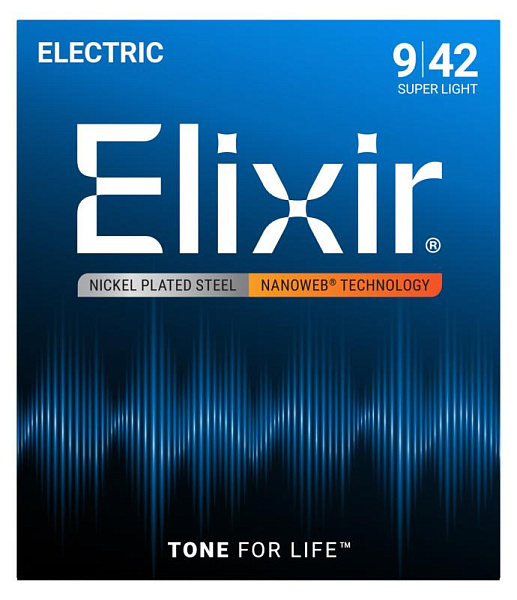 12002 NANOWEB Комплект струн для электрогитары, Super Light, 9-42, Elixir
