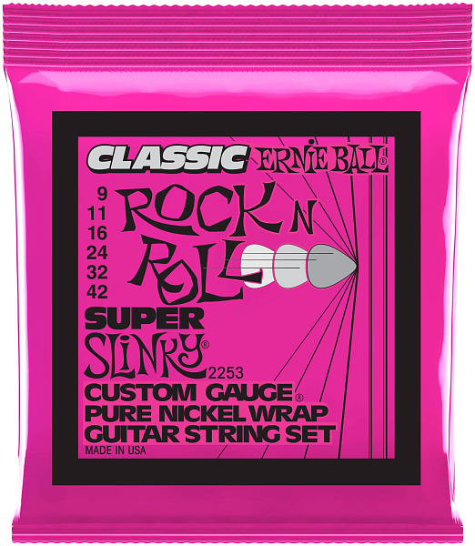 ERNIE BALL 2253 Classic Rock n Roll Pure Nickel Slinky Super 9-42 - Струны для электрогитары