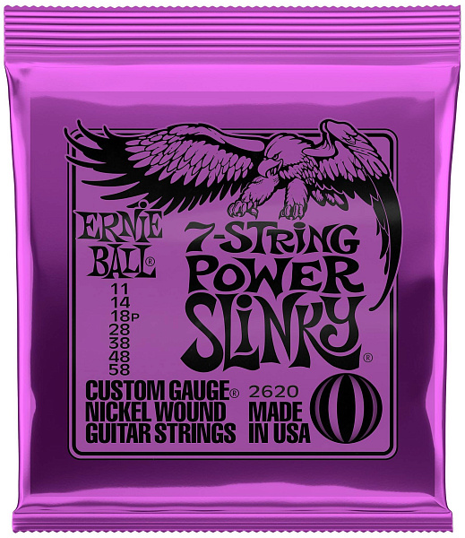 ERNIE BALL 2620 Nickel Wound Slinky Power 11-58 - Струны для электрогитары 7-струнной