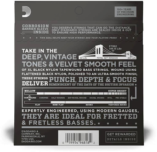 D'ADDARIO ETB 92 - Струны для бас-гитары