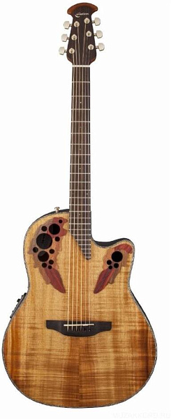 OVATION CE44P-FKOA Celebrity Elite Plus Mid Cutaway Natural Figured Koa...