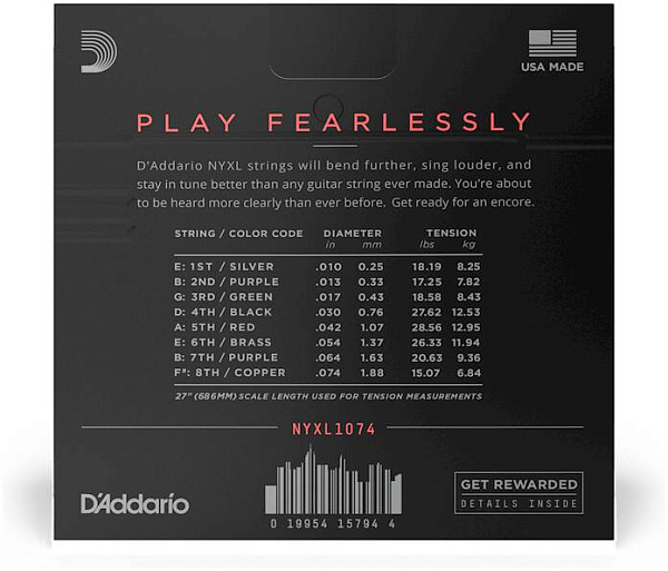 D'ADDARIO NYXL1074 - Струны для электрогитары 8-струнной