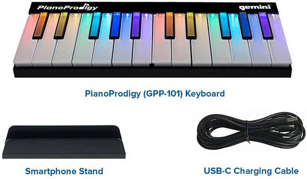 GEMINI GPP-101 PianoProdigy - MIDI клавиатура 24 клавиши, RGB подсветкой...